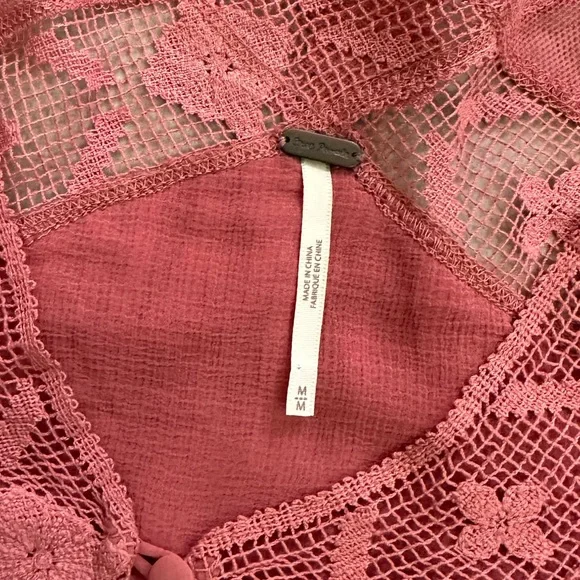 Free People All Night Lace Buttondown Ruffled Tunic Top - Picture 5 of 5